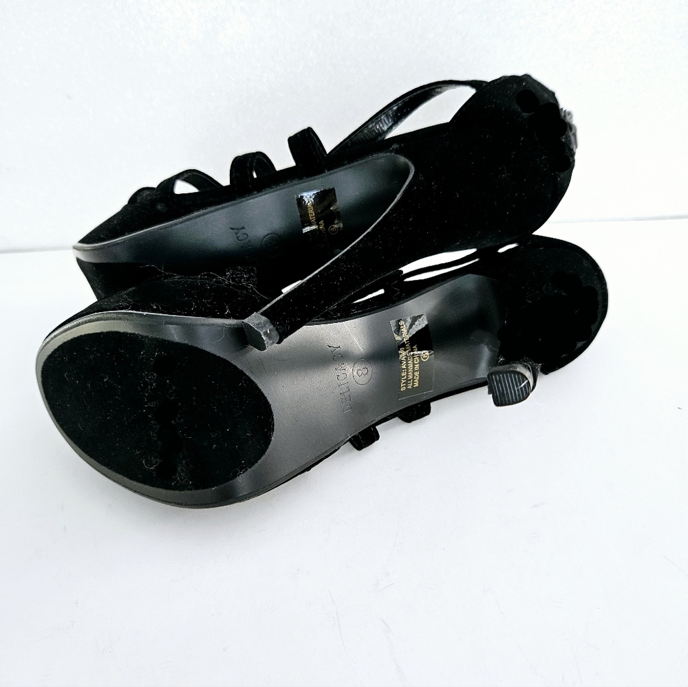 New Women Delicacy, Strappy Black Velvet Stiletto Sandal Sz 7 Super Se… - Picture 3 of 8